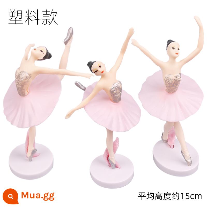 Trang trí bánh sinh nhật trang trí cánh trẻ em hoàng tử bé kỳ lân ô tô người nhện ăn lông gà cắm - Ballet tím nhạt 3 miếng nhựa hồng 2 bộ