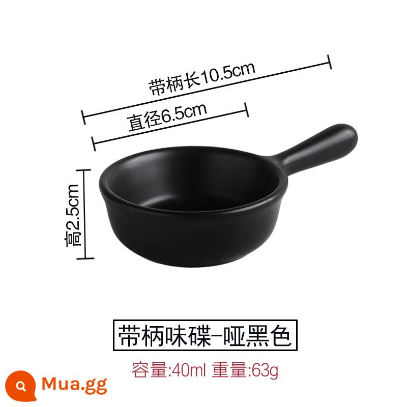 Đĩa gia vị, đĩa nhỏ gia dụng, đĩa sứ sáng tạo mini Nhật Bản chấm salad, sốt cà chua, đĩa dầu giấm - Đĩa đơn quai - đen mờ