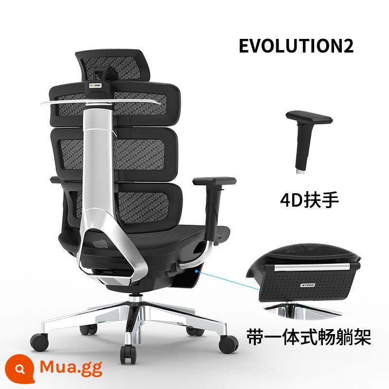 Ghế máy tính Ergomax Evolution2 Ghế công thái học Ghế chơi game tại nhà Ghế văn phòng Ghế tựa lưng - Chân đế ngả đai đen quyến rũ EVO2