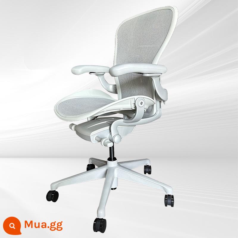 Herman Miller Aeron Ghế làm việc Herman Miller thế hệ 2 Ghế văn phòng chơi game ít vận động - [Phong cách tiêu chuẩn] Chân nylon lớn màu trắng khoáng thế hệ thứ hai đầy đủ chức năng