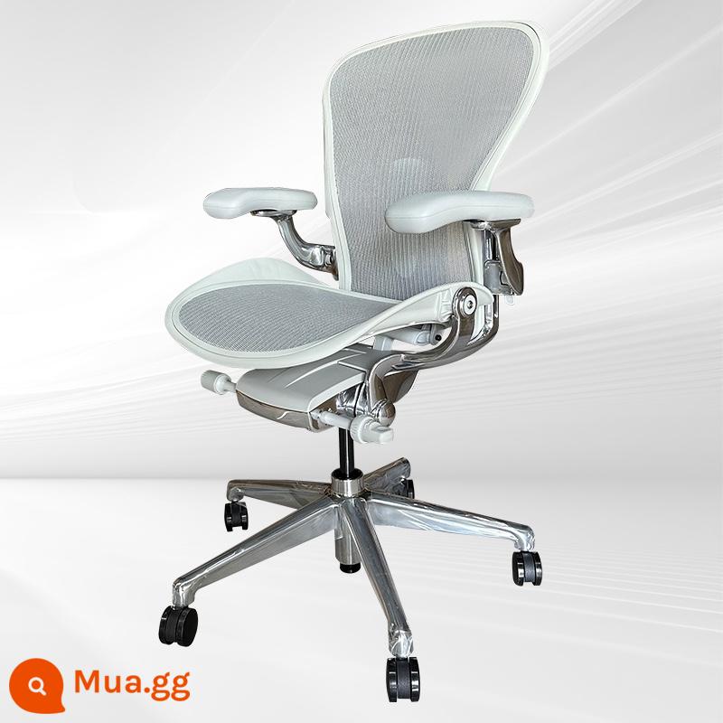 Herman Miller Aeron Ghế làm việc Herman Miller thế hệ 2 Ghế văn phòng chơi game ít vận động - [Lựa chọn cao cấp] Chân đánh bóng hợp kim nhôm lớn màu trắng quặng thế hệ thứ hai đầy đủ chức năng