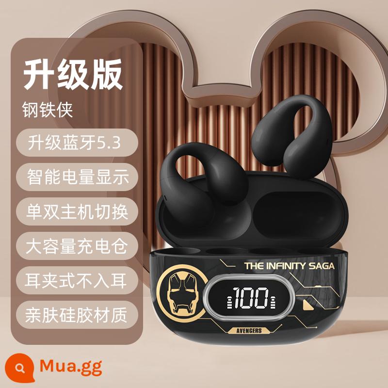 Disney Tai Nghe Bluetooth Dẫn Truyền Xương Mới 2023 Chụp Tai Không Dây Chuyển Động Giảm Tiếng Ồn Thích Hợp Cho Huawei Apple - Iron Man phiên bản nâng cấp [Bluetooth 5.3 + kết nối bộ nhớ + màn hình nguồn LED]