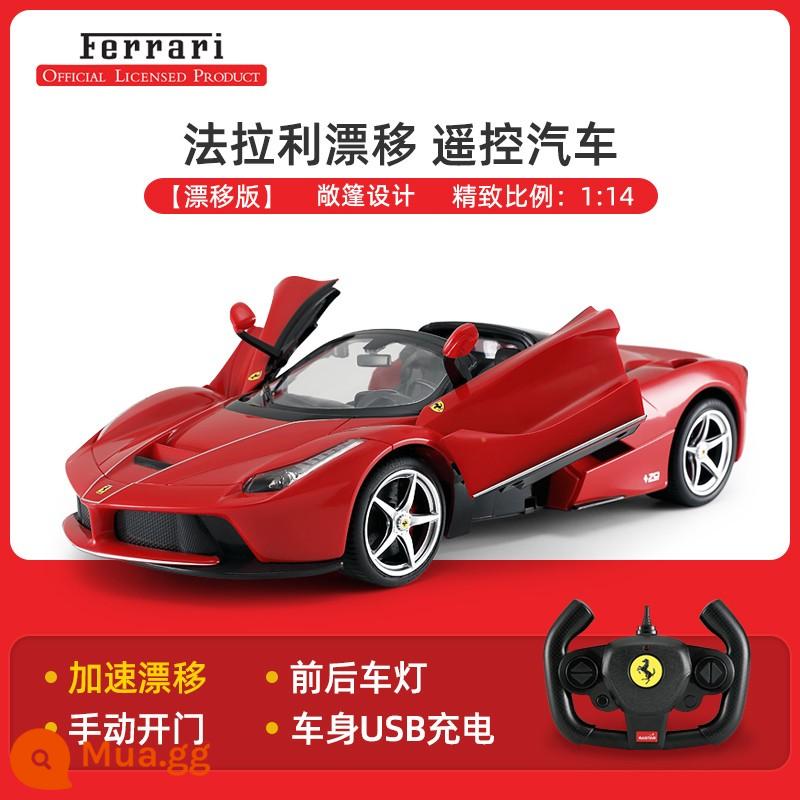 Xe điều khiển từ xa Xinghui Ferrari có thể mở cửa vô lăng sạc điều khiển từ xa năng động cậu bé đua xe đồ chơi trẻ em xe thể thao - Ferrari mui trần 1:14 [Trượt tăng tốc sạc USB] màu đỏ