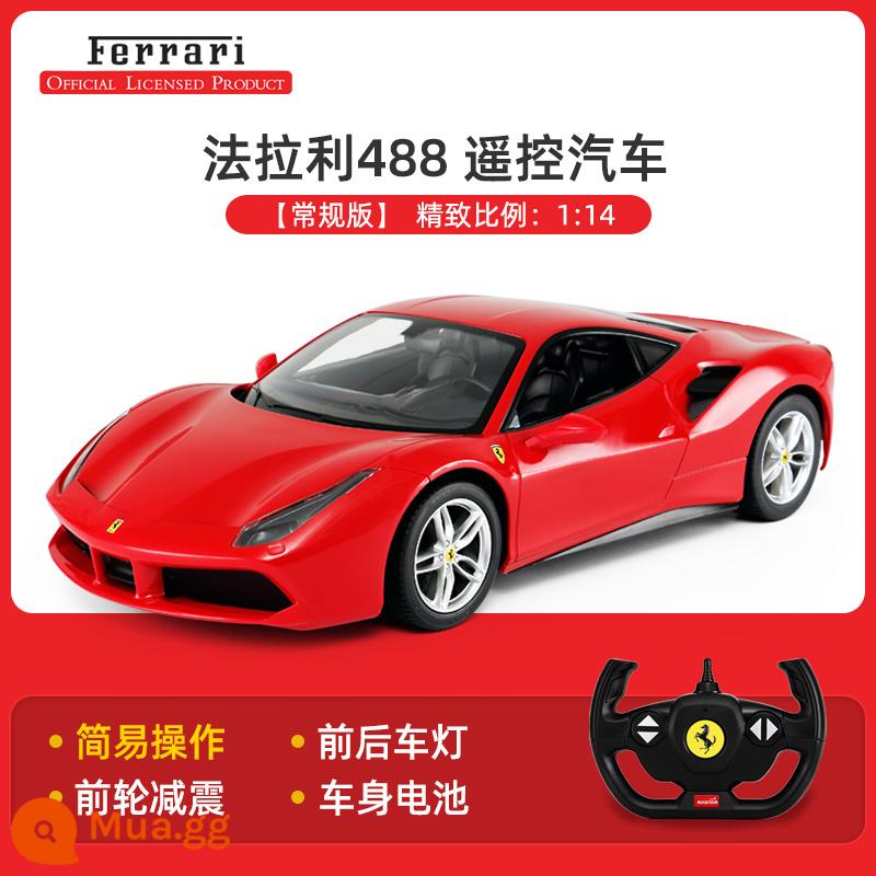 Xe điều khiển từ xa Xinghui Ferrari có thể mở cửa vô lăng sạc điều khiển từ xa năng động cậu bé đua xe đồ chơi trẻ em xe thể thao - Tay cầm điều khiển từ xa Ferrari 488 1:14 [pin thường] màu đỏ