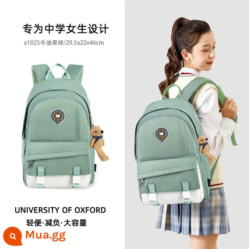 2023 Mới Đại Học Oxford Học Sinh Cấp 2 Schoolbag Học Sinh Trung Học Cơ Sở Trường Trung Học Bảo Vệ Cột Sống Ba Lô Bé Gái Kaki - X1025 xanh bơ 30L (thích hợp cho cao 145-170cm/lớp 36-THCS) 2023.7 Sản phẩm mới