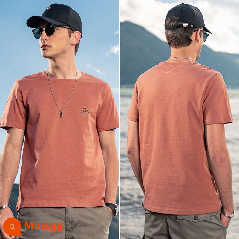 Yingjunlun cotton nam ngắn tay T-shirt thủy triều xu hướng thương hiệu nửa tay chạm đáy áo sơ mi chữ T-shirt quần áo mùa hè cao cấp - T4691 Màu đỏ