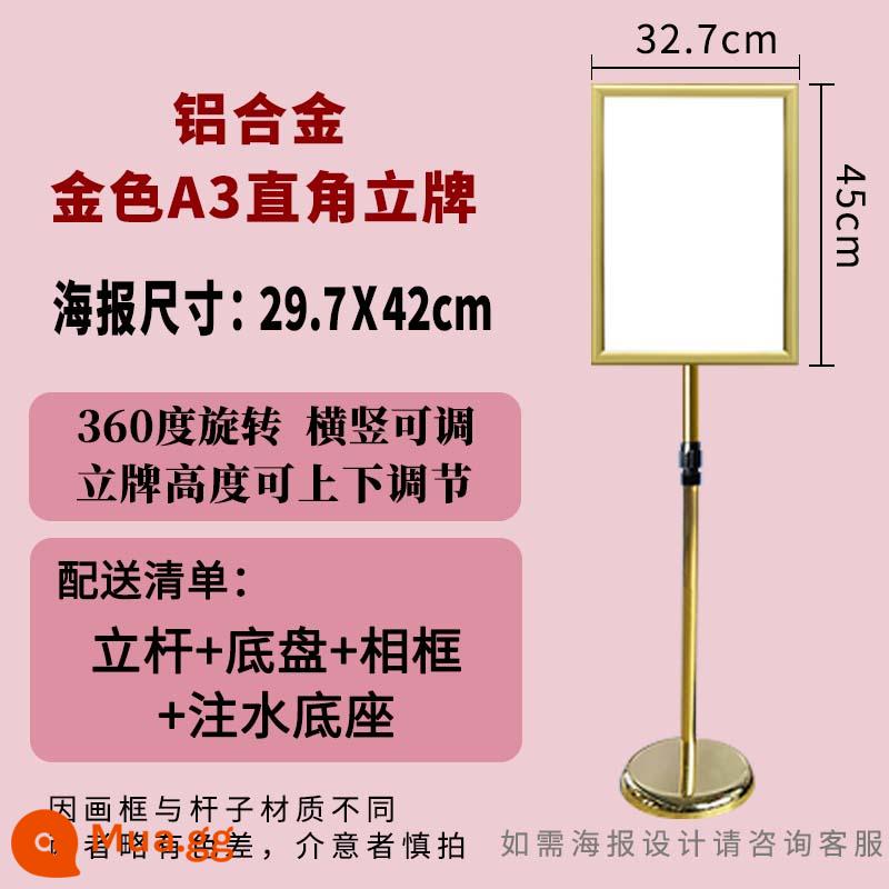 Thép không gỉ a4 dấu hiệu đứng dấu hiệu dọc dấu hiệu biển quảng cáo dấu hiệu nước a3 trưng bày khách sạn đứng nghệ thuật đứng - A3 vàng [góc vuông]