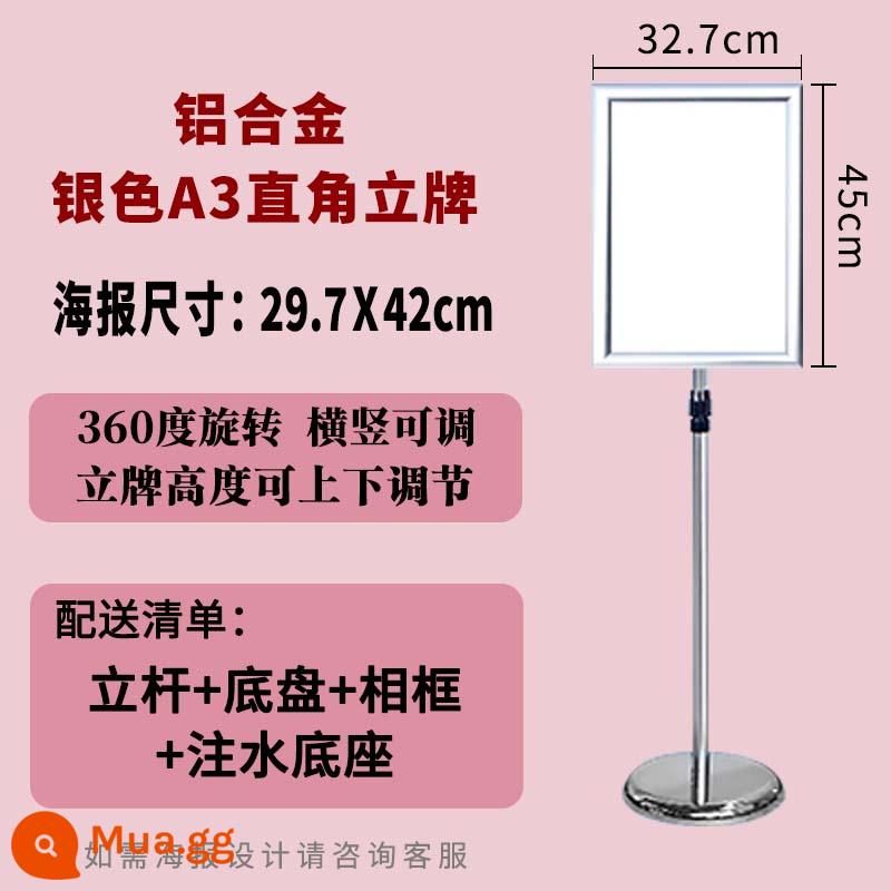 Thép không gỉ a4 dấu hiệu đứng dấu hiệu dọc dấu hiệu biển quảng cáo dấu hiệu nước a3 trưng bày khách sạn đứng nghệ thuật đứng - A3 bạc [góc vuông]