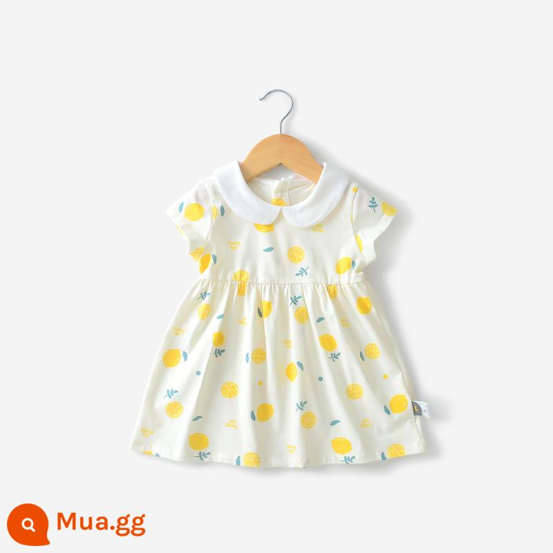 Tongtai bé gái nguyên chất cotton Đầm váy trẻ em cho bé mùa hè mỏng phần hoa Đầm công chúa phong cách nước ngoài Váy treo - chanh vàng