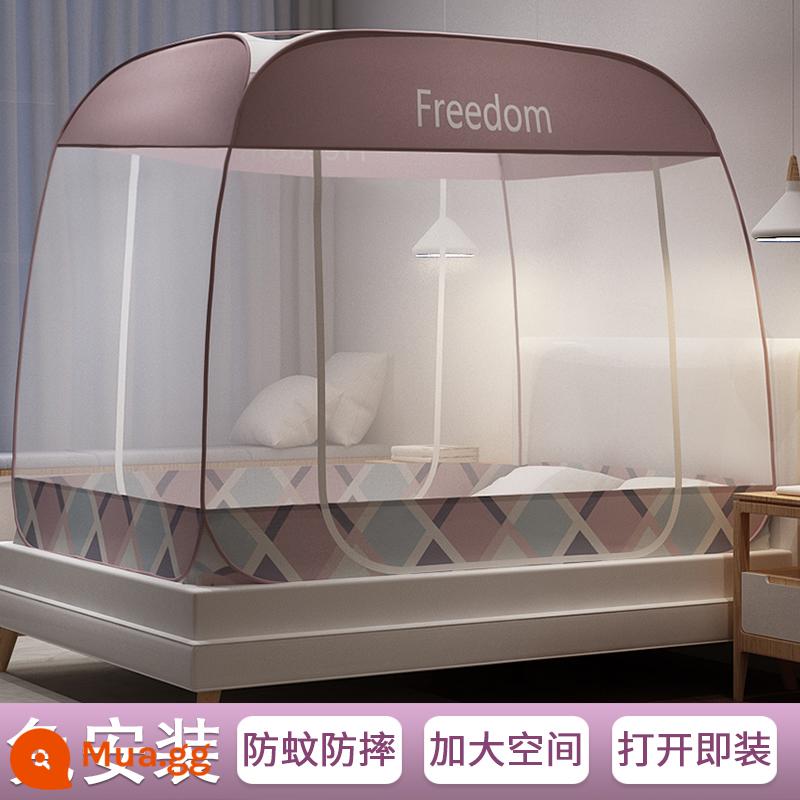 Màn chống muỗi home 2022 mới kiểu wg yurt chống rơi miễn phí lắp đặt màn chống muỗi new bed lều 1.5 m 2 - Lưới đỏ [ba cửa, chống rơi toàn bộ phía dưới] được nâng cấp thành ánh sáng sang trọng