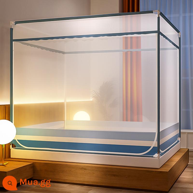 Phòng ngủ gia dụng Mosquito Net 2021 Túi Mông Cổ mới tất cả đều chống lại trẻ em chống lại trẻ em 2022 cao 2022 Khung mã hóa cao - Sọc xanh [giá đỡ được sơn - dây đai để chống rơi - bao quanh toàn bộ đáy - độ mòn bên ngoài ổn định]