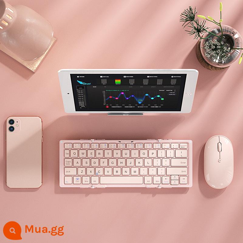 [Trực tiếp chính thức của Flagship] BOW Hangshi Folding Bluetooth Keyboard Mouse Set Máy tính xách tay bên ngoài Apple Mobile Tablet Universal iPad Typing Special Portable Mini - Sakura Pink [Bộ bàn phím và chuột]