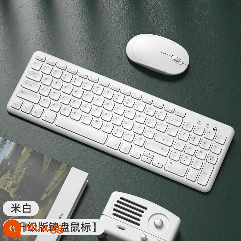 BOW Hangshi Bàn phím không dây màu xanh lá cây cổ điển Tắt tiếng bên ngoài Apple Mac Máy tính xách tay Máy tính để bàn Máy tính để bàn Văn phòng tại nhà Bàn phím gõ đặc biệt Nhóm chuột Di động Trai gái Nhỏ dễ thương - Màu be(Phiên bản nâng cấp của bàn phím và chuột) Thu thập → Miếng dán bàn phím + pin miễn phí