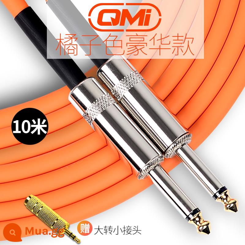 Qmi đàn guitar điện cáp 2 3 6 10 20 mét cáp âm thanh loa bass hộp điện nhạc cụ bằng gỗ giảm tiếng ồn - Mô hình sang trọng màu cam 10 mét