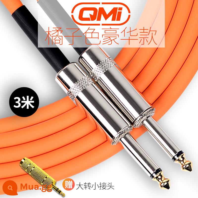 Qmi đàn guitar điện cáp 2 3 6 10 20 mét cáp âm thanh loa bass hộp điện nhạc cụ bằng gỗ giảm tiếng ồn - mô hình sang trọng màu cam 3 mét