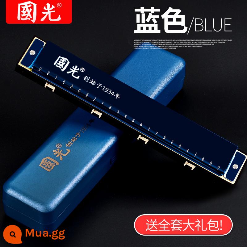 Harmonica Guoguang 24/28 lỗ đa âm giọng c-tuned phạm vi rộng đàn organ cho người mới bắt đầu nhập cảnh sinh viên biểu diễn chuyên nghiệp - Xanh sapphire kỷ niệm đa âm 24 lỗ đi kèm trọn bộ quà tặng