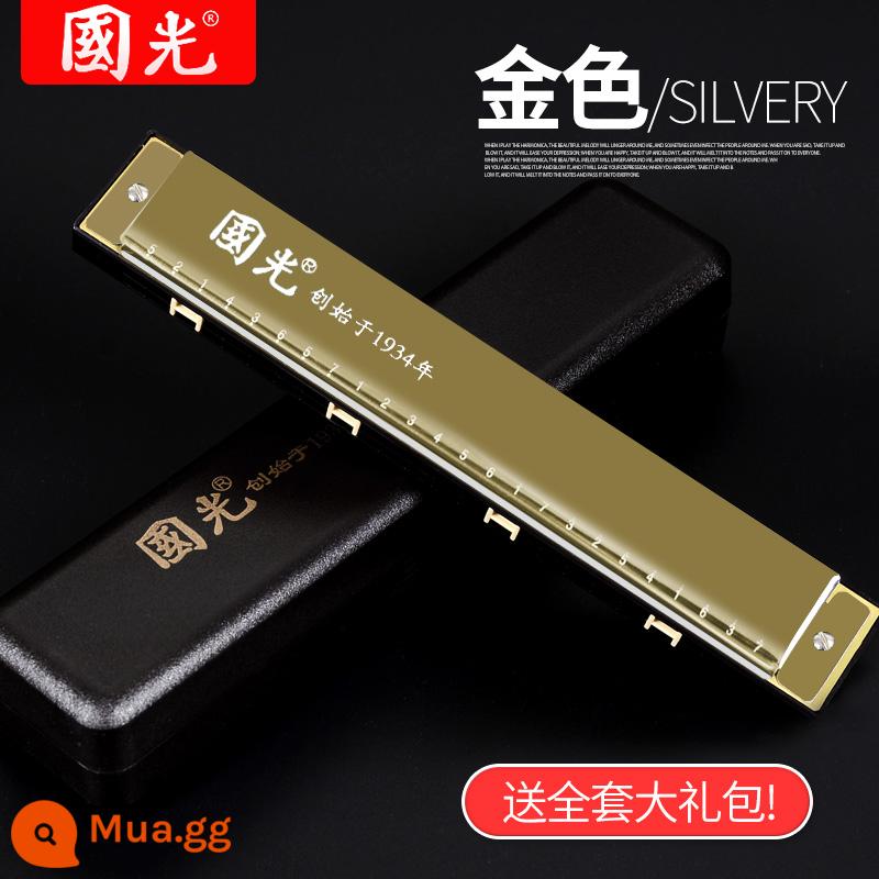 Harmonica Guoguang 24/28 lỗ đa âm giọng c-tuned phạm vi rộng đàn organ cho người mới bắt đầu nhập cảnh sinh viên biểu diễn chuyên nghiệp - Mô hình kỷ niệm đa âm 24 lỗ vàng phú quý đi kèm trọn bộ quà tặng