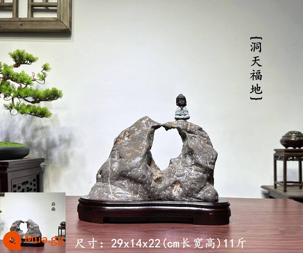 Trang trí đá Lingbi tự nhiên đá thô phòng khách phòng khách Bonsai Taihu Stone Office Xuangan Town House Loc -Water Stone Stone - xanh và trắng