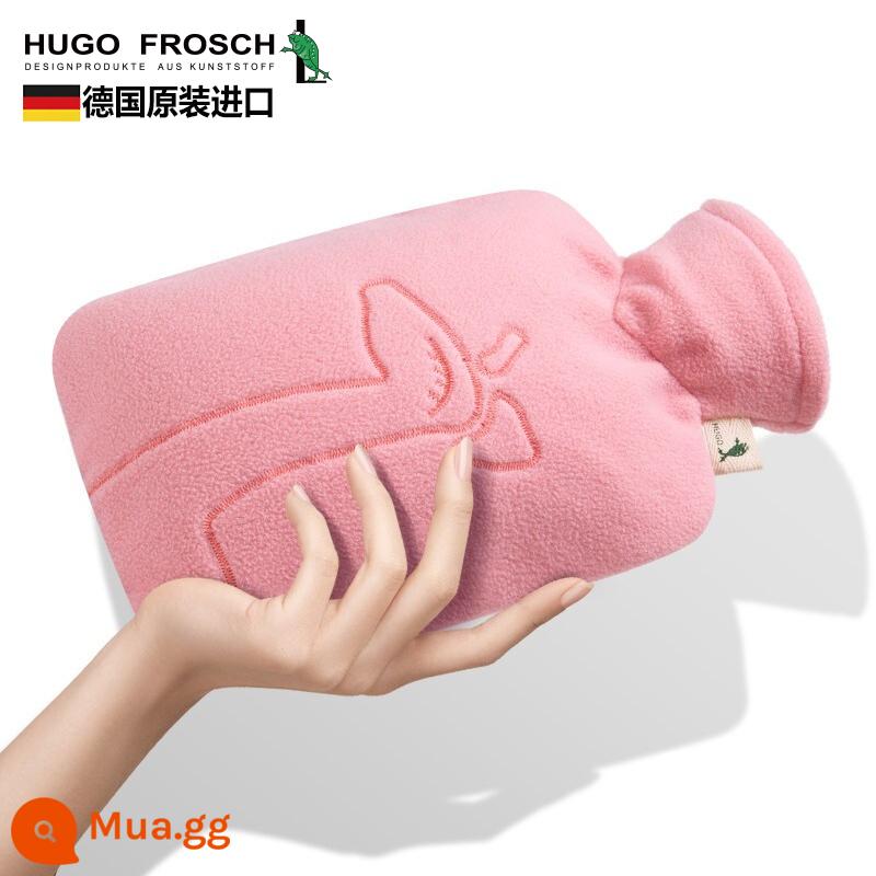 Đức nhập khẩu túi nước nóng xả dày chống cháy nổ HUGO Frosch túi nước nóng lớn chứa đầy nước - Alpaca Cười 1.8L - Hồng Nhạt (kèm áo khoác chính hãng)