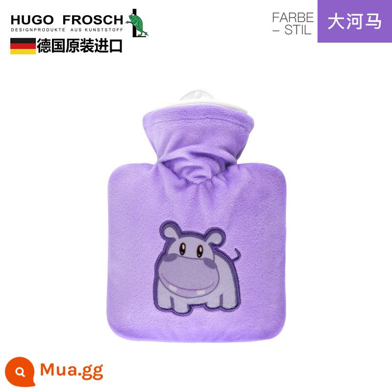 Đức nhập khẩu túi nước nóng xả dày chống cháy nổ HUGO Frosch túi nước nóng lớn chứa đầy nước - Hà Mã Lớn 0.6L (có áo khoác nguyên bản)