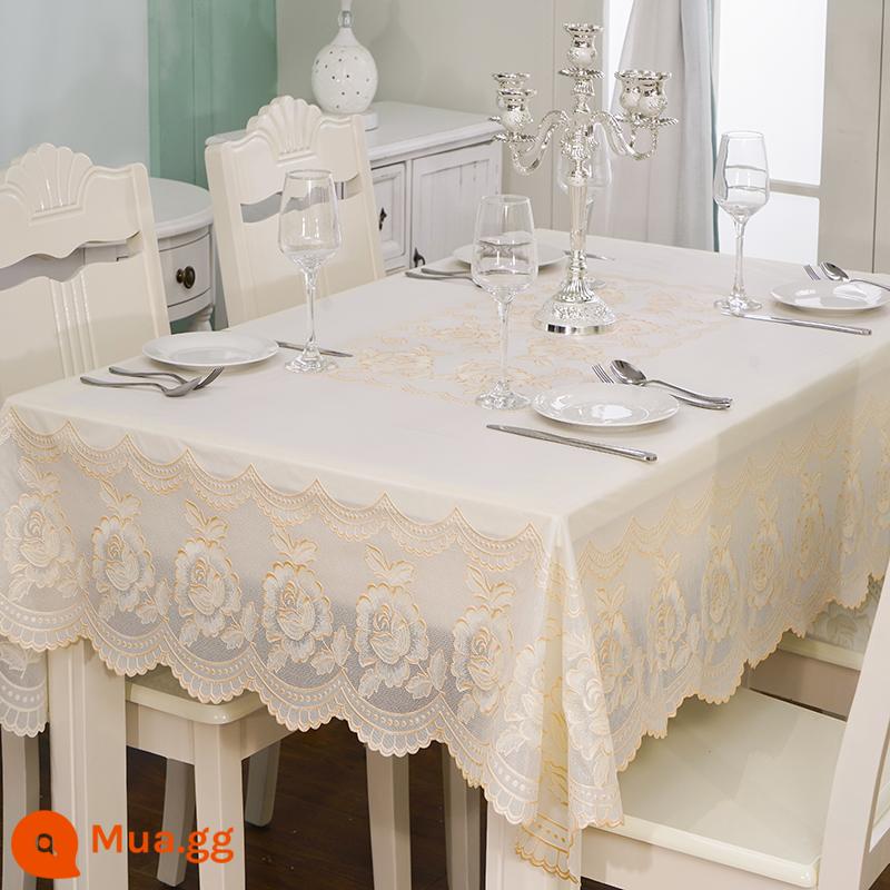 Tablecloth PVC Tablecloth Waterproof Anti -hot -Free Tablecloth PVC Table Bàn ăn có đệm Châu Âu bàn cà phê hình chữ nhật Red Red Tablecloth - Hoa nở mang lại tài lộc (màu be)