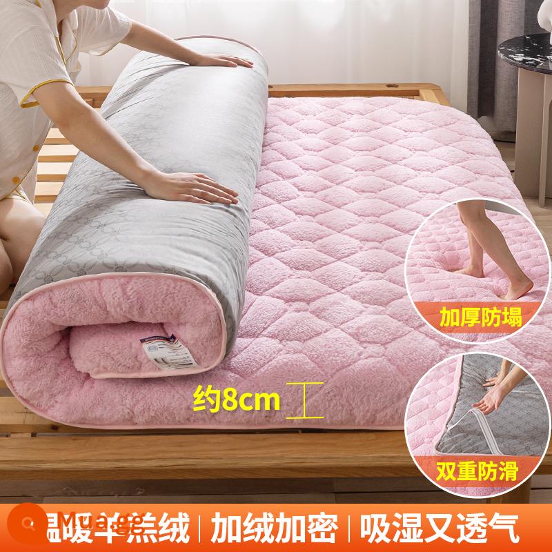 Lamb Fatementents Đệm đệm Catron dày Catron Háng mùa đông Sinh viên Ký túc xá Single Sponge Tatami - Được nâng cấp và dày lên - màu hồng [sherpa ấm áp, chạm vào ấm áp]