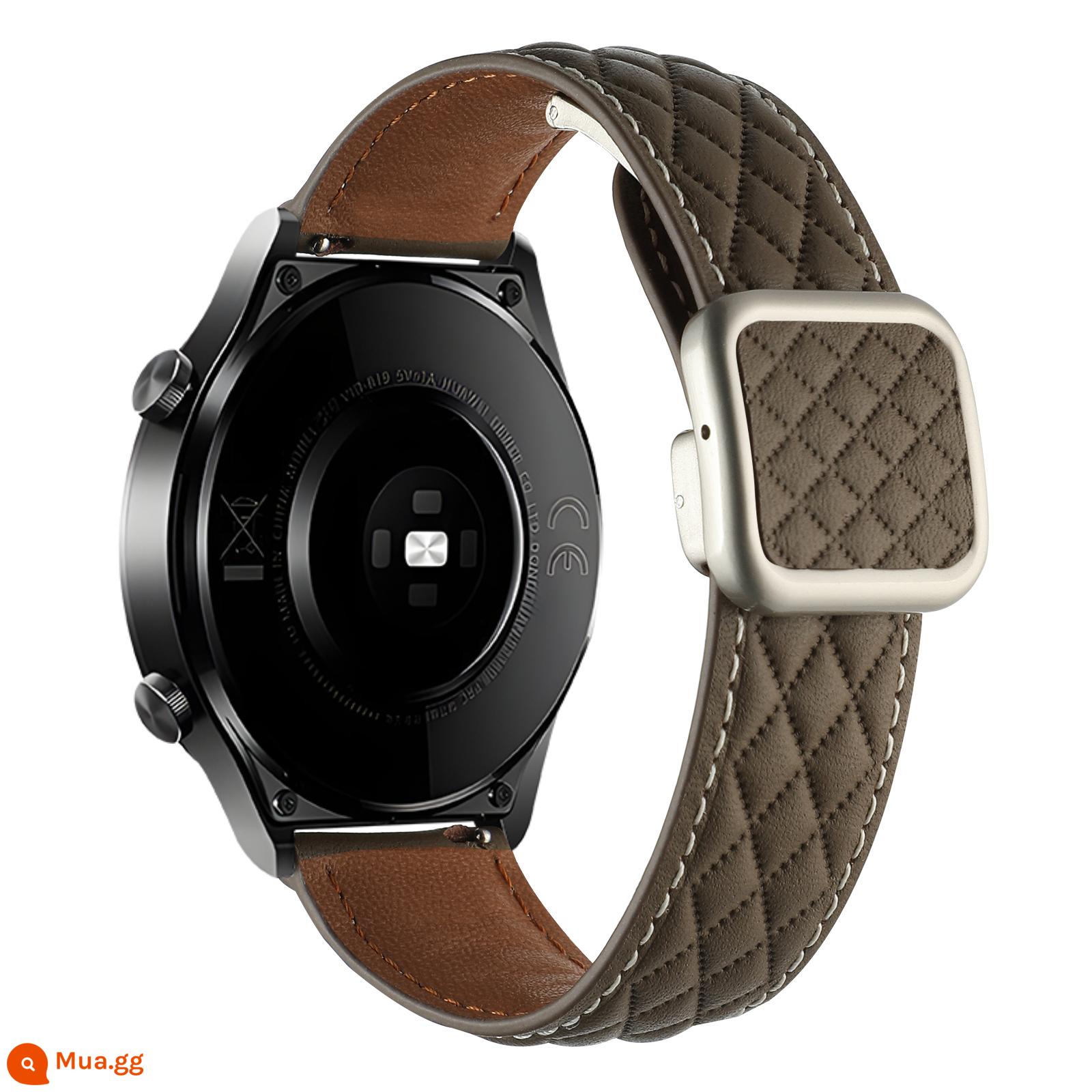 Thích hợp cho Huawei GT4/Watch4/pro vuông khóa hình thoi dây đeo da cừu GT3 đồng hồ GT2 gấp từ tính - Mẫu hình thoi nút vuông—(màu nâu cổ điển)