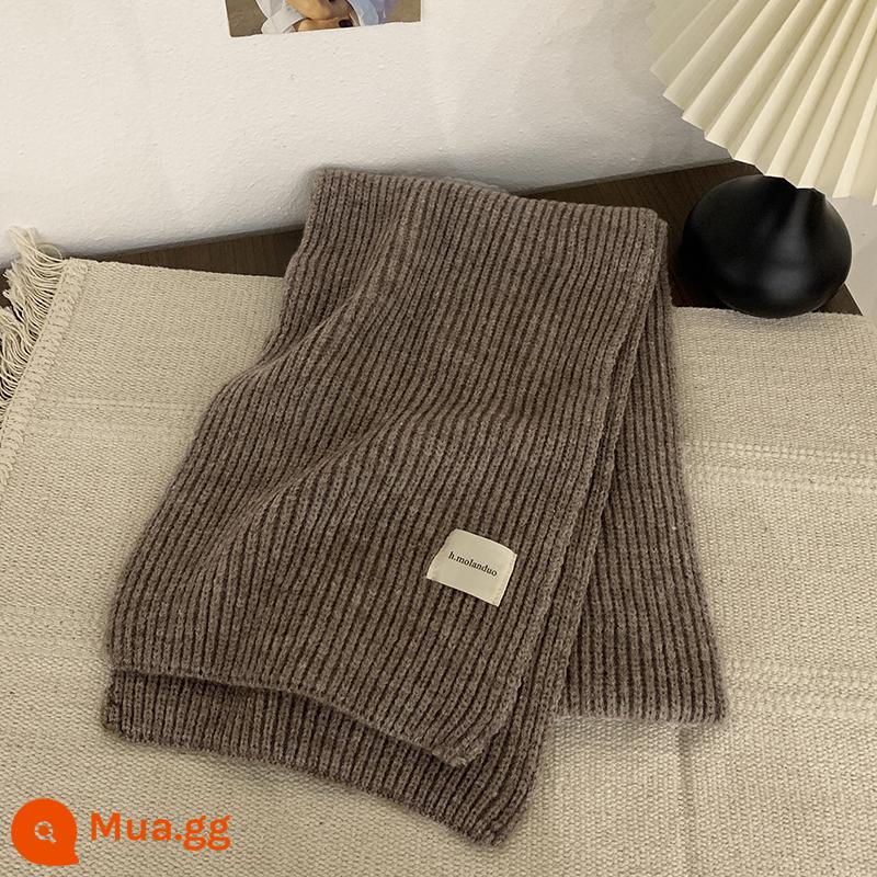 Phiên bản tiếng Hàn của Ins Wild Soft Wool Scarf Winter 2022 Sinh viên mới làm dày kim ấm đan Bib nhỏ - Mocha