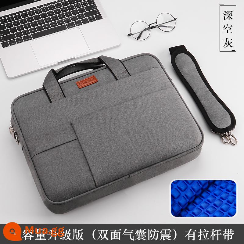 Túi đựng laptop thích hợp cho Apple Lenovo Xiaoxin air15 Dell Asus 15.6 inch pro13 notebook Huawei matebook14 nam kê 13.3macbook12 lót nữ mac16 - Phiên bản nâng cấp dung lượng lớn - màu xám không gian sâu (túi khí hai mặt dày chống sốc + dây đeo vai + dây buộc thanh)