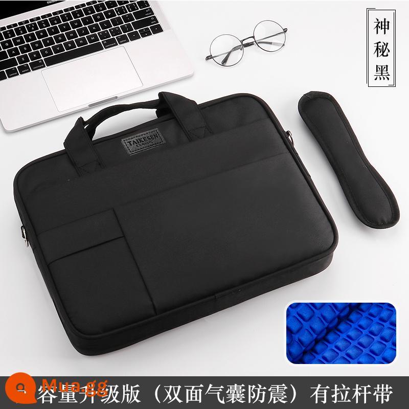 Túi đựng laptop thích hợp cho Apple Lenovo Xiaoxin air15 Dell Asus 15.6 inch pro13 notebook Huawei matebook14 nam kê 13.3macbook12 lót nữ mac16 - Phiên bản nâng cấp dung tích lớn - Đen huyền bí (Túi khí dày 2 mặt chống sốc + Dây đeo vai + Dây đeo xe đẩy)