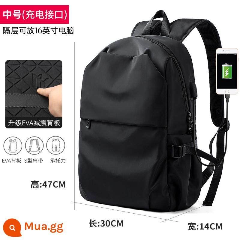 Backpack thời thượng Backpack nam bình thường túi du lịch túi máy tính ba lô trường trung học trường trung học trường trung học trường đại học túi nam túi nam - Medium màu đen (nâng cấp) Bảng điều khiển Back Back+Dòng phích cắm hộp Lever+Cổng sạc