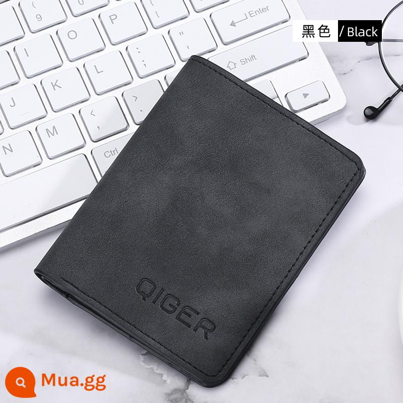 Thẻ túi nam Ultra -thin Mini Wallet Multi -function Driver Case Len - đen