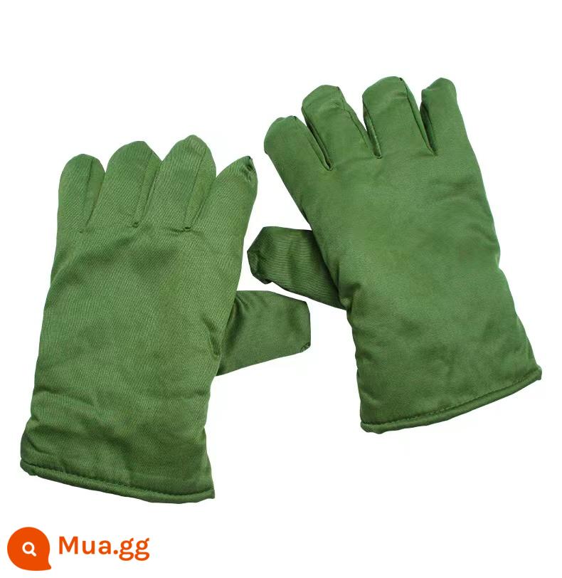 Găng tay bông nam đạp xe ngoài trời vào mùa đông ấm áp và dày lên với Velvet Windproof và Cold Winter Finger - Găng tay năm ngón màu xanh quân đội, dày