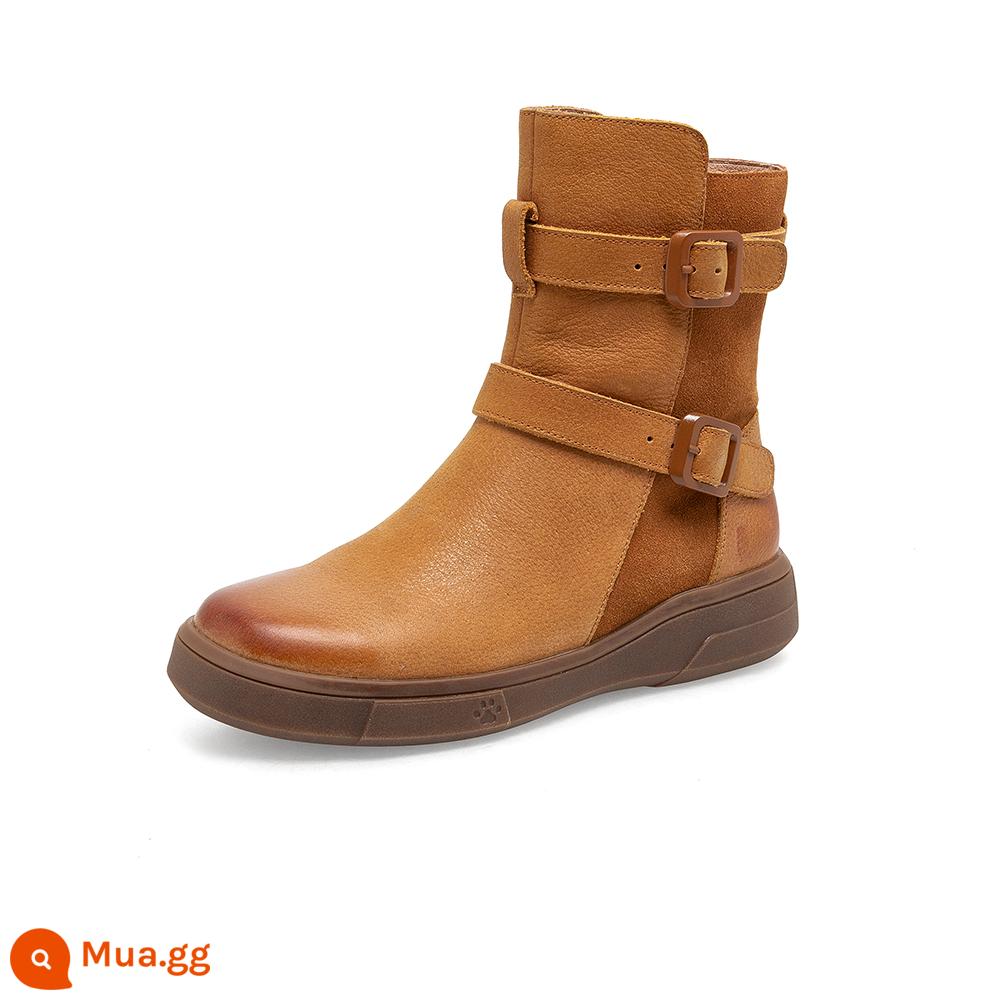 Hush Chó Con Mùa Đông Mới Retro Màu Giày Bốt Phương Tây Thắt Lưng Nữ Ấm Áp Thời Trang Giày Boot Cổ Ngắn D3E03DZ2 - Con lạc đà