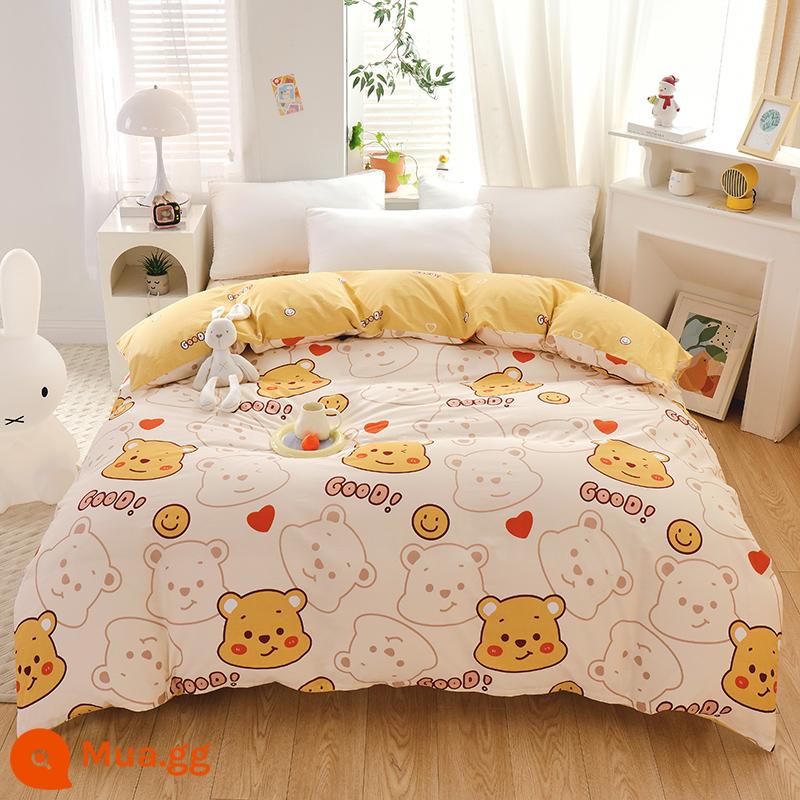 100% cotton Tân Cương vỏ chăn đơn mảnh vỏ chăn cotton 150x200x230 chăn trẻ em đơn 1.5m 180cm2 - Chú gấu dễ thương hạnh phúc