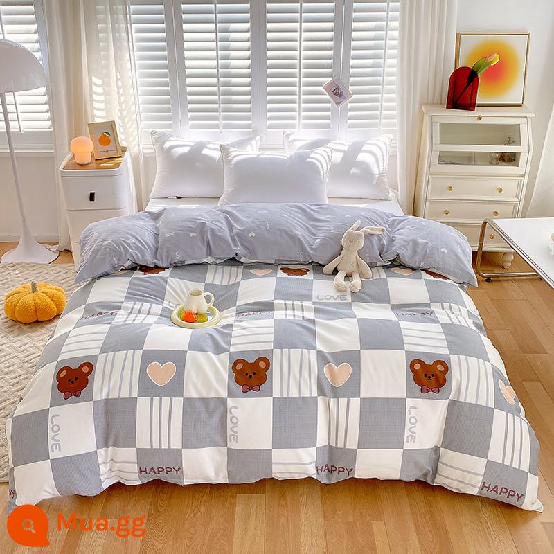 100% cotton Tân Cương vỏ chăn đơn mảnh vỏ chăn cotton 150x200x230 chăn trẻ em đơn 1.5m 180cm2 - vải gấu