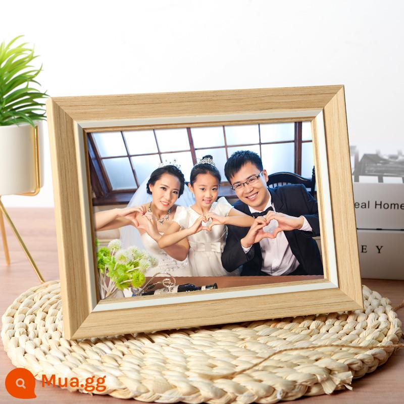 Bộ khung ảnh bắc âu khung ảnh để bàn treo tường 6 6 inch 7 8 cặp đôi như khung rửa ảnh làm thành khung ảnh album ảnh - màu gỗ