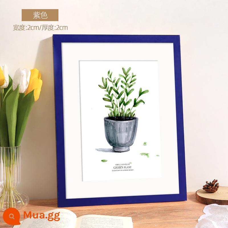 Khung ảnh gỗ gắn khung ảnh gỗ treo tường 4K mở 8k trẻ em A3 màu log 16 inch poster tùy chỉnh a4 màn hình - Màu tím