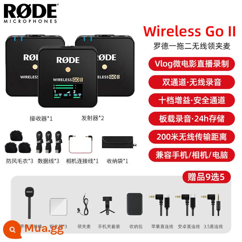 Rode Rode Wireless Go II Micrô Micrô Camera di động Điện thoại di động Radio Radio cổ áo con ong nhỏ - [Radio đôi] Rhodes Wireless Go II (thế hệ thứ hai) một đến hai