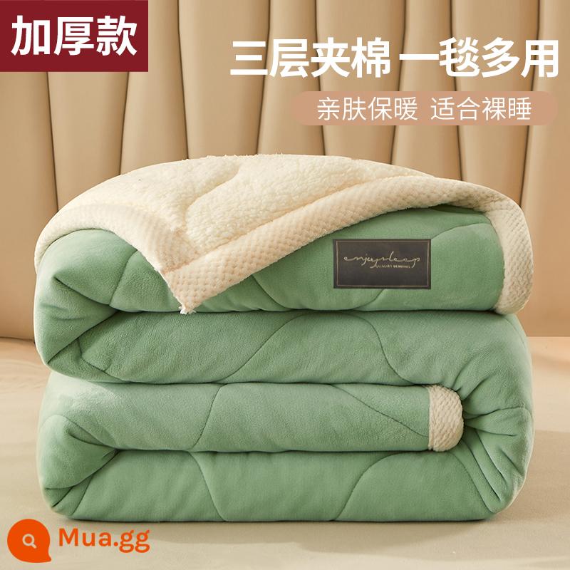 Chăn chần dày ấm san hô vải nỉ mùa đông ngày bao chăn nhỏ sofa giường ngủ trưa nệm - Xanh vani [Phong cách đệm ·Nhung hai mặt] Làm nóng nhanh 3 giây