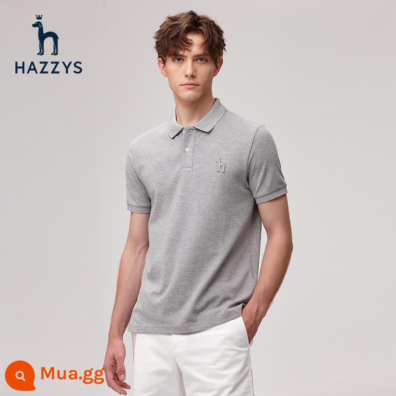 [cotton piqué] Hazzys haggis áo sơ mi nam ngắn tay nhiều màu sắc mùa hè áo thun giản dị theo xu hướng nam - Phần màu xám B