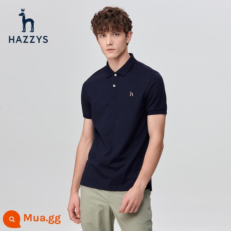 [cotton piqué] Hazzys haggis áo sơ mi nam ngắn tay nhiều màu sắc mùa hè áo thun giản dị theo xu hướng nam - màu xanh nước biển đậm