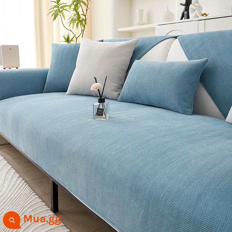 Voan Sofa Đệm Bốn Mùa Đa Năng Chống Trơn Trượt Đơn Giản Hiện Đại Ánh Sáng Sang Trọng Lưới Cao Cấp Màu Đỏ Ghế Sofa Bọc Vải - Xương cá xanh