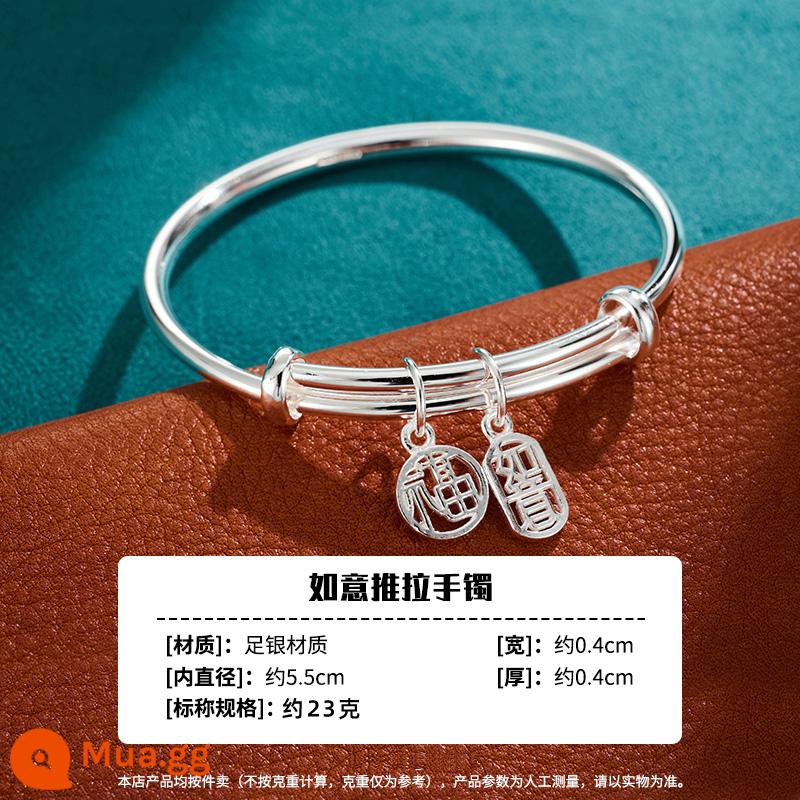 Shunqin Yinlou S9999 Vòng Tay Bạc Nữ Chân Bạc Vòng Tay Tre Phong Cách Trẻ Trung Thiết Kế Bestie Tặng - Vòng tay bạc Ruyifu khoảng 23 gram