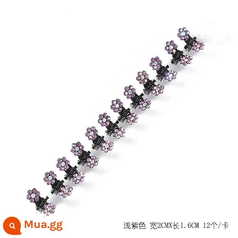 Mini trumpet lấy thẻ lấy thẻ trẻ em lấy kẹp nhỏ và tinh tế kẹp tóc gãy mũ đội đầu kim cương giả hoa mận kẹp tóc nhỏ nữ - Tím nhạt 12 cái/thẻ