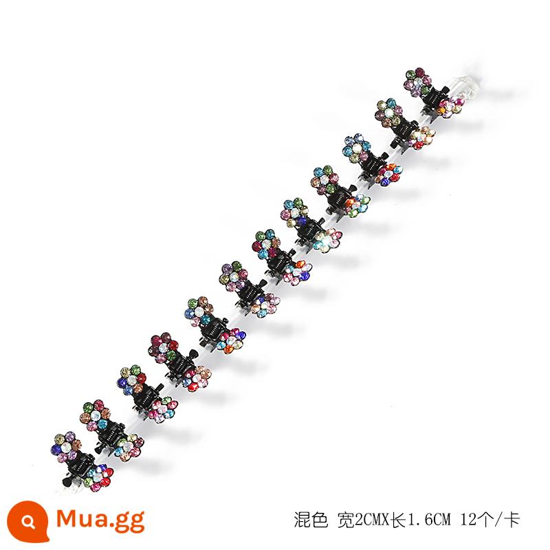 Mini trumpet lấy thẻ lấy thẻ trẻ em lấy kẹp nhỏ và tinh tế kẹp tóc gãy mũ đội đầu kim cương giả hoa mận kẹp tóc nhỏ nữ - Hỗn hợp màu sắc 12 cái/thẻ