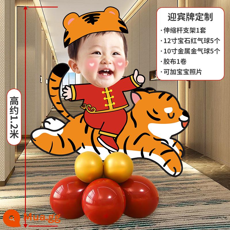 Tiger baby một tuổi sắp xếp sinh nhật lưới đỏ bắt tuần cảnh tiệc bong bóng trang trí cậu bé và cô gái kt bảng nền tường - Dấu hiệu chào mừng Hồ Bảo 36