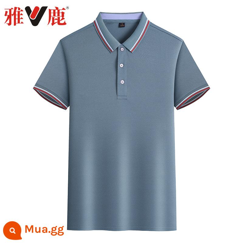 Áp Lục mùa hè áo thun ngắn tay xu hướng ve áo áo sơ mi POLO nam mỏng phần T-shirt quần áo - 22195 xanh xám