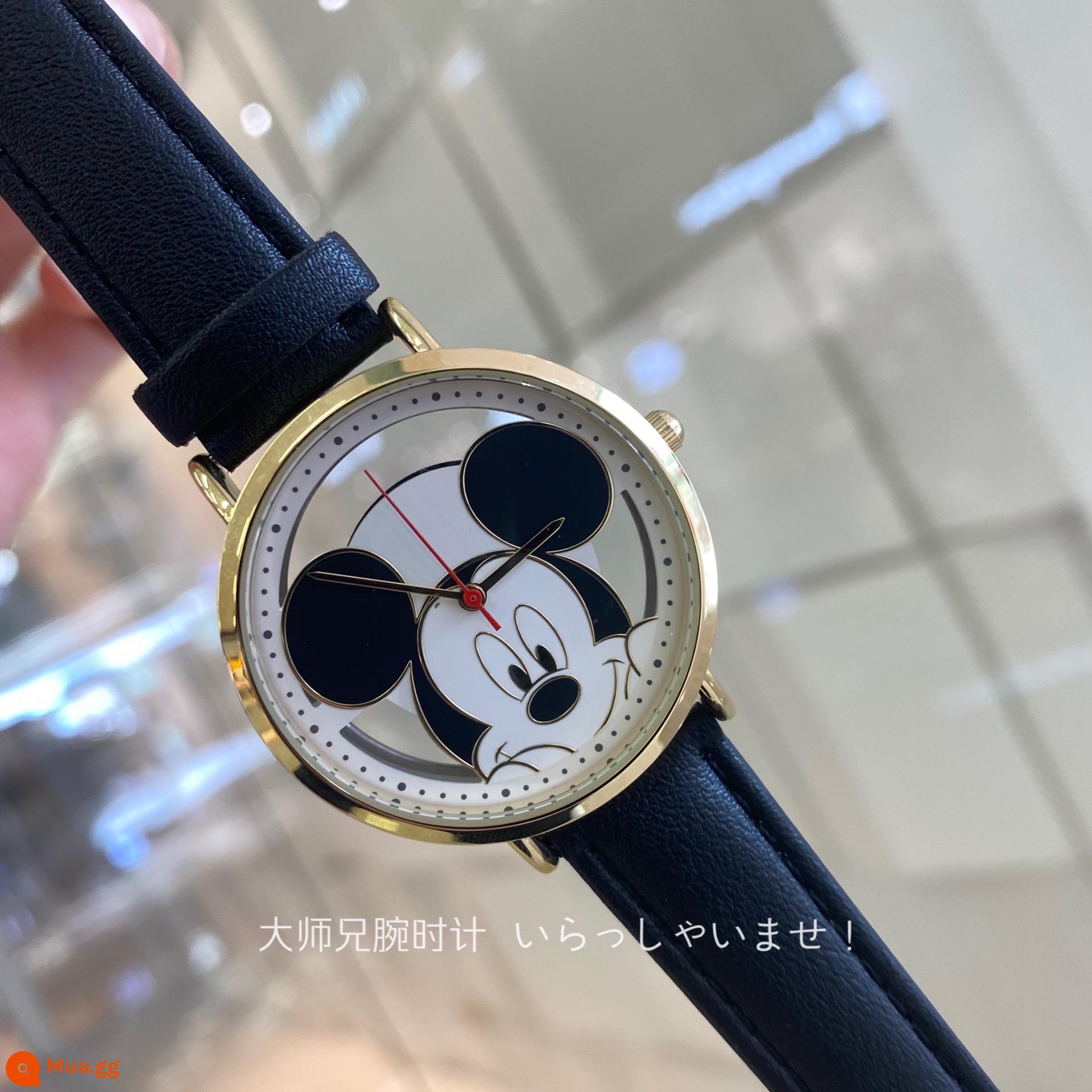 Mới * Đồng hồ mặt số pha lê trong suốt J-AXIS Disney Joint Winnie Pooh của Nhật Bản do Xiaohongshu khuyên dùng - Black Mickey không thấm nước (điểm tóc thứ hai)