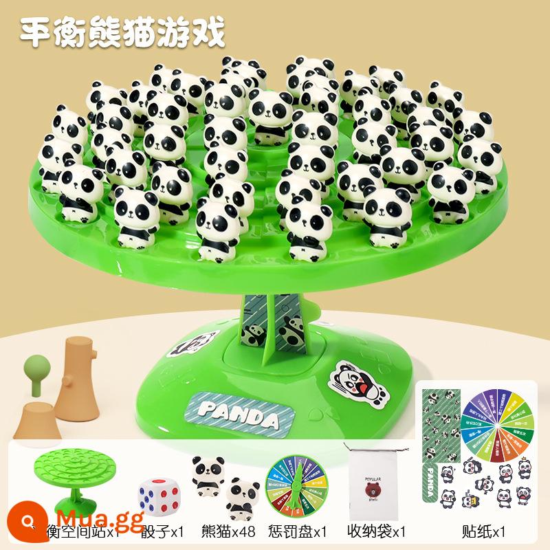 Câu đố dành cho trẻ em cân bằng phi hành gia board game Jenga đồ chơi tương tác giữa cha mẹ và con cái để bàn trận chiến tập trung đôi - Panda Balance Tree-Green [48 chú gấu trúc nhỏ + Đĩa trừng phạt + Túi lưu trữ